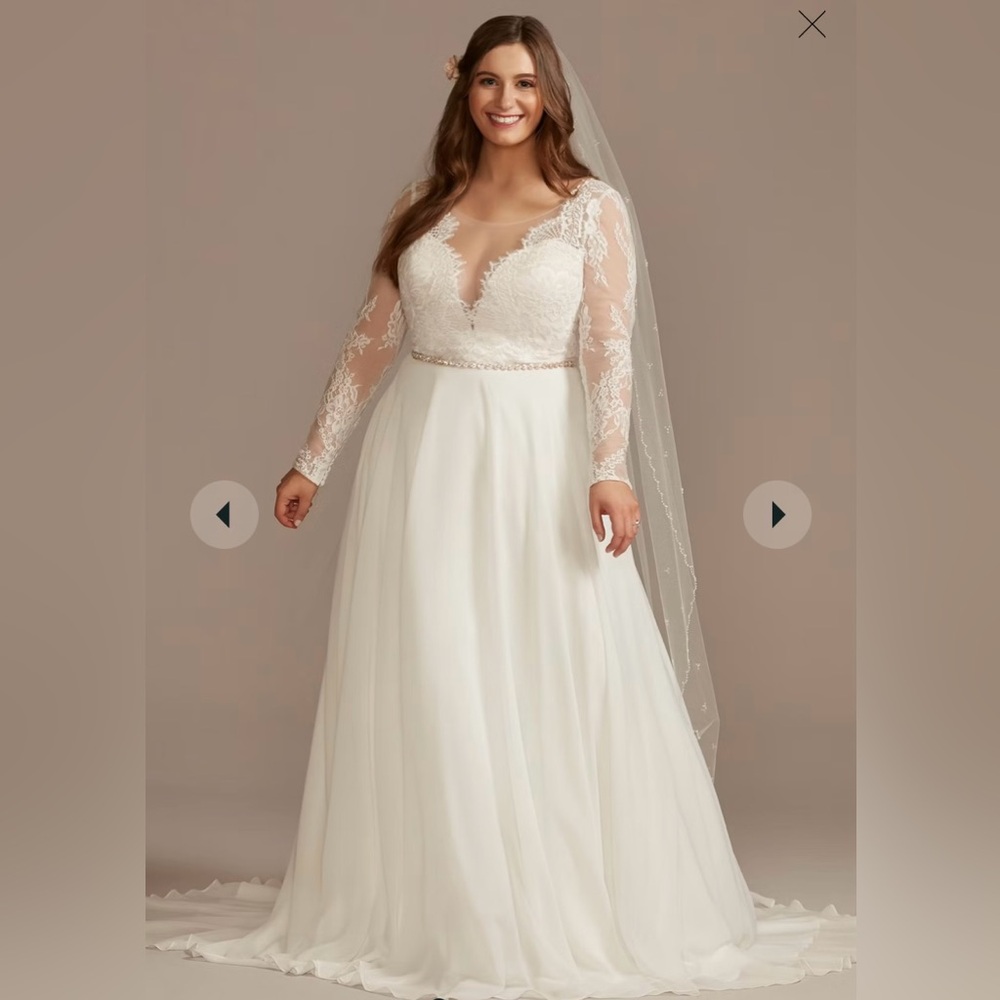 26W David’s Bridal Lace Long Sleeve Wedding Dress